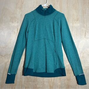 LULULEMON Women Heathered Green Runderful 1/2 Zip Pullover Thumbholes Running 10